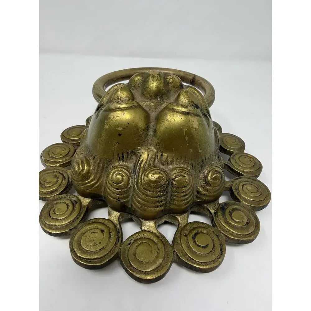 LION Solid BRONZE FOO DOG Gold DOOR KNOCKER Hanger Vintage